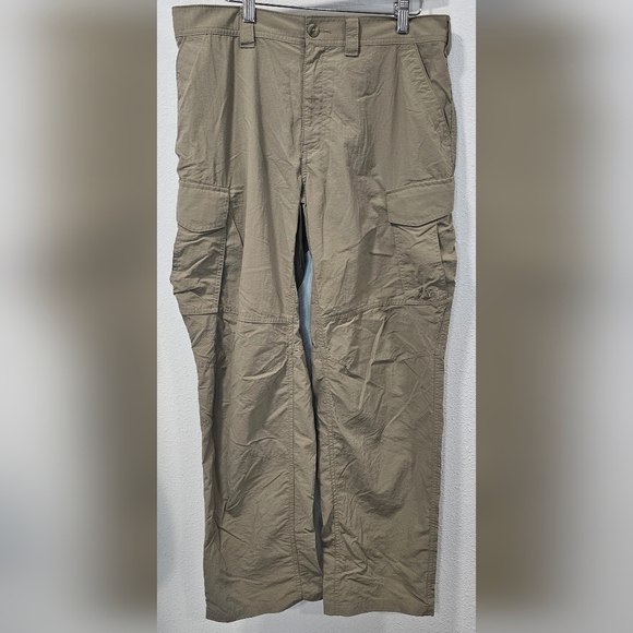 REI Pants Mens 30L Long Tan Khaki Beige Cargo Nylon Hiking Stretch Outdoor - Picture 1 of 14